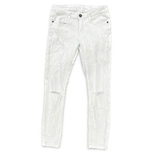 Machine Slightly Distressed White Jeans